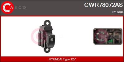 CASCO CWR78072AS Кнопка стеклоподьемника для HYUNDAI H-1 / STAREX Автобус (A1) 2.4 CASCO CWR78072AS Кнопка стеклоподьемника для HYUNDAI H-1 / STAREX Автобус (A1) 2.4