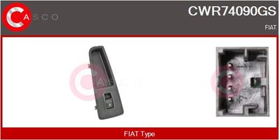 Выключатель, стеклолодъемник CASCO CWR74090GS для FIAT PUNTO