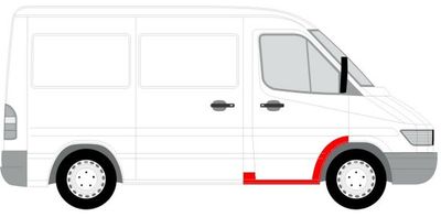 Dorpel aan autozijde Voor Rechts (met spatbord en paal reparatieset) past: MERCEDES SPRINTER 901, 902, 903, 904, 905 VW LT II 01.95-07.06