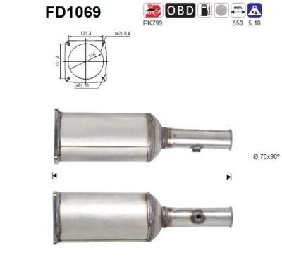 Filtr sadzy / filtr cząstek stałych, układ wydechowy AS FD1069