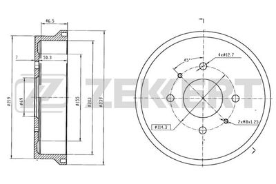 ZEKKERT BS-6036 Тормозной барабан  для MITSUBISHI COLT VI (Z3_A, Z2_A) 1.3 LPG