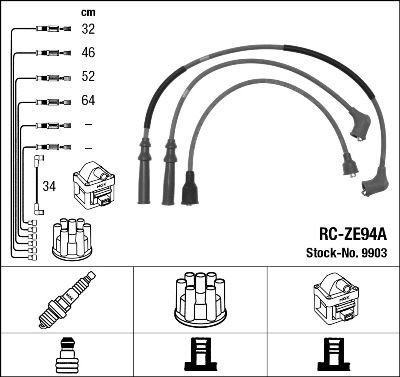 Комплект проводов зажигания NGK 9903 для MAZDA 616