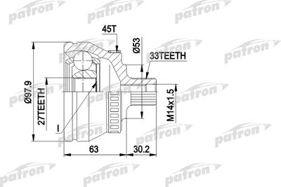 PATRON PCV1381 ШРУС  для VW PASSAT (Фольцваген Пассат)
