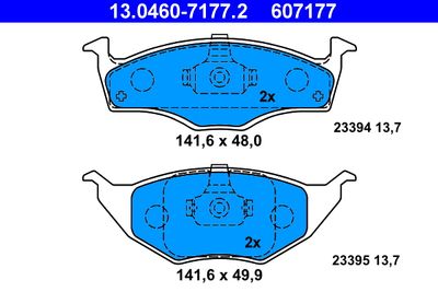Комплект тормозных колодок, дисковый тормоз ATE 13.0460-7177.2 для VW LUPO