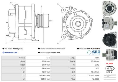 GENERATOR / ALTERNATOR AS-PL A0239SEG 4