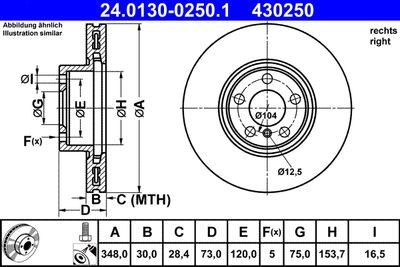 Тормозной диск ATE 24.0130-0250.1 для BMW X4