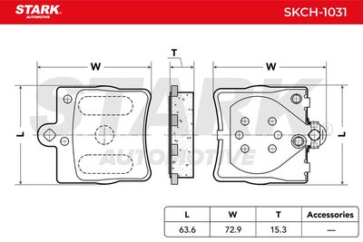 комплект спирачно феродо, дискови спирачки STARK SKCH-1031