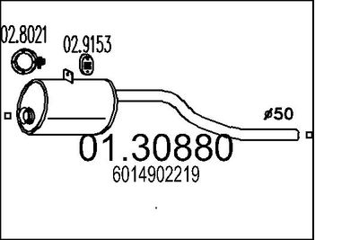 Предглушитель выхлопных газов MTS 01.30880 для MERCEDES-BENZ T1