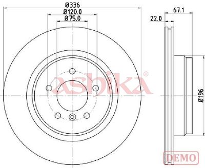 спирачен диск ASHIKA 61-00-0114C