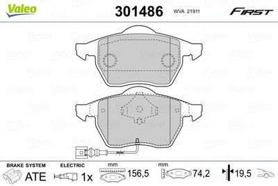 Brake Pad Set, disc brake 301486