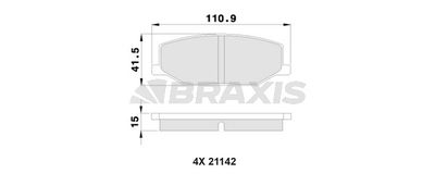 Комплект тормозных колодок, дисковый тормоз BRAXIS AA0121 для SUZUKI JIMNY