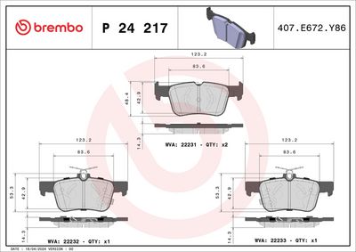 Brake Pad Set, disc brake P 24 217