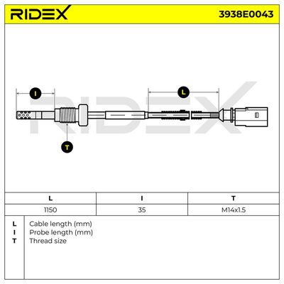 датчик, температура на изгорелите газове RIDEX 3938E0043