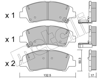 Комплект тормозных колодок, дисковый тормоз METELLI 22-1091-0 для HYUNDAI i10