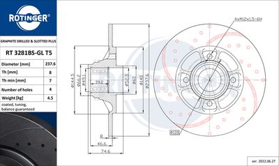 Tarcza hamulcowa ROTINGER RT 3281BS-GL T5