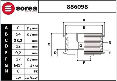 GENERATORFREILAUF SNRA 886098