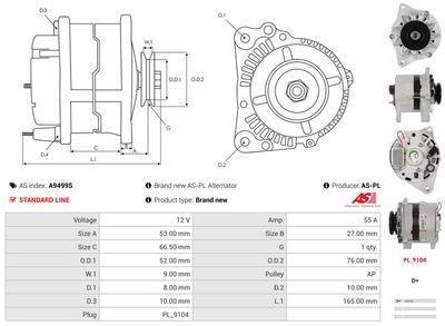 GENERATOR / ALTERNATOR AS-PL A9499S 5