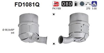 Filtr sadzy / filtr cząstek stałych, układ wydechowy AS FD1081Q