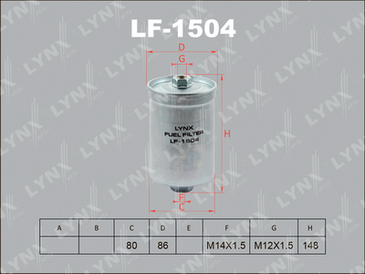Топливный фильтр LYNXauto LF-1504 для SAAB 9000