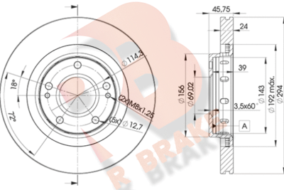 Тормозной диск R BRAKE 78RBD25924 для MITSUBISHI LANCER