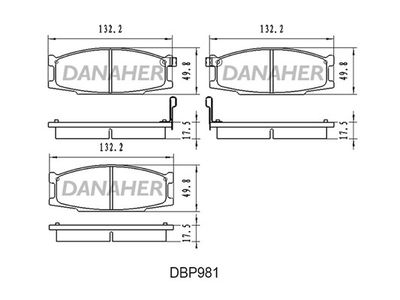 Комплект тормозных колодок, дисковый тормоз DANAHER DBP981 для DAF 44