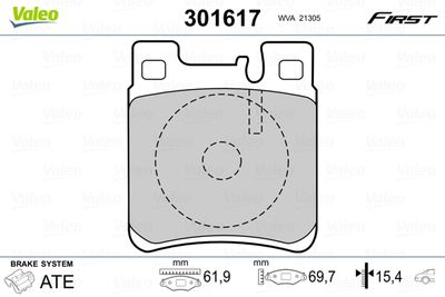 Комплект тормозных колодок, дисковый тормоз 301617