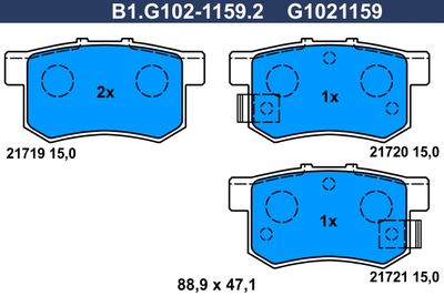 GALFER B1.G102-1159.2 Тормозные колодки и сигнализаторы  для SUZUKI KIZASHI (Сузуки Kизаши)