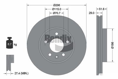 BENDIX Braking BDS1244HC Тормозные диски  для CHEVROLET  (Шевроле Каптива)