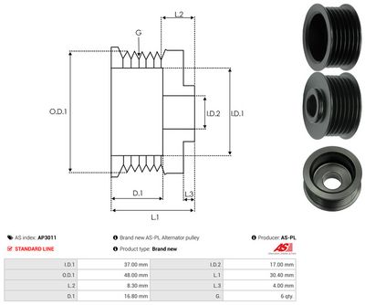 FULIE ALTERNATOR AS-PL AP3011 3