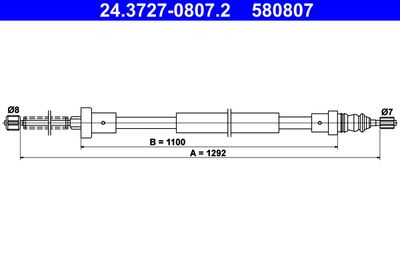 Тросик, cтояночный тормоз ATE 24.3727-0807.2 для PEUGEOT 106