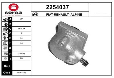 Тормозной суппорт EAI 2254037 для RENAULT 15