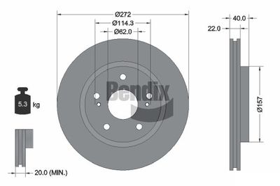 Тормозной диск BENDIX Braking BDS1458 для SUZUKI SWIFT