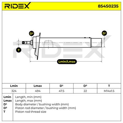 амортисьор RIDEX 854S0235