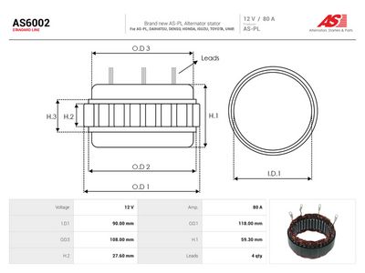 Stator, generátor AS-PL AS6002