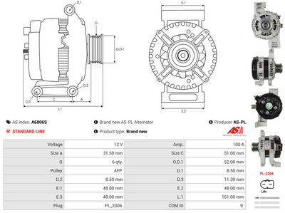 GENERATOR / ALTERNATOR AS-PL A6806S 4