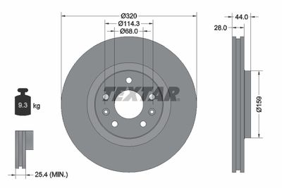 Тормозной диск TEXTAR 92195403 для RENAULT TALISMAN