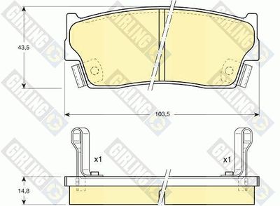 Комплект тормозных колодок, дисковый тормоз GIRLING 6108859 для GEO TRACKER