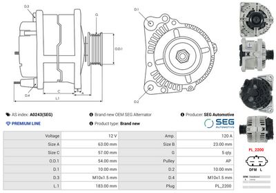 GENERATOR / ALTERNATOR AS-PL A0243SEG 4