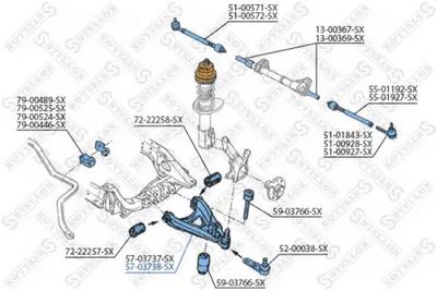 носач, окачване на колелата STELLOX 57-03738-SX