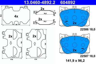 Комплект тормозных колодок, дисковый тормоз ATE 13.0460-4892.2 для MERCEDES-BENZ GLC