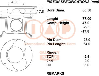 IAP QUALITY PARTS 100-16155 Поршень  для RENAULT MEGANE II седан (LM0/1_) 1.9 dCi (LM14, LM1D)