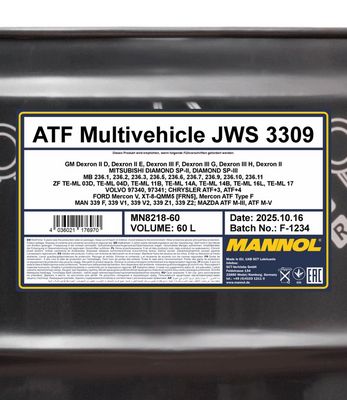 Växellådsolja MANNOL ATF Multivehicle JWS 3309 60L MN8218-60
