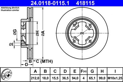 Тормозной диск ATE 24.0118-0115.1 для SUBARU JUSTY