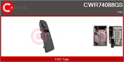 Выключатель, стеклолодъемник CASCO CWR74088GS для FIAT PUNTO