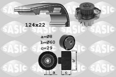 Водяной насос + комплект зубчатого ремня SASIC 3906037 для FIAT 124