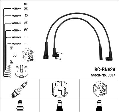 Комплект проводов зажигания NGK 8507 для RENAULT TRAFIC