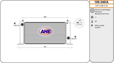 Радиатор, охлаждение двигателя AHE 109.340/A для FIAT STILO