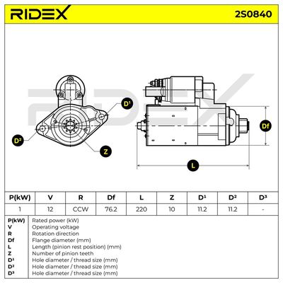 стартер RIDEX 2S0840