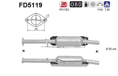 FILTRU FUNINGINE/PARTICULE SIST.DE ESAPAMENT AS FD5119