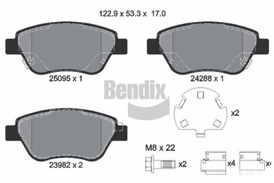 Комплект тормозных колодок, дисковый тормоз BENDIX Braking BPD1493 для OPEL ADAM